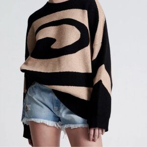 One teaspoon Vortex Swirl Sweater - BLACK + TAN